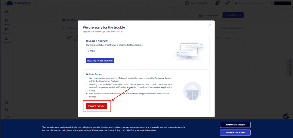 클라우드웨이즈서버삭제 #6